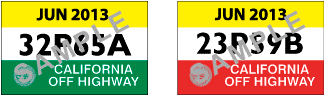A sample of green and red sticker for valid motor bike registration