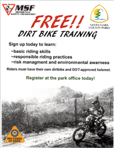 Free Dirt Bike Training! Register at the park office today! Flyer