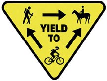 Cyclists and hikers must yield to equestrians