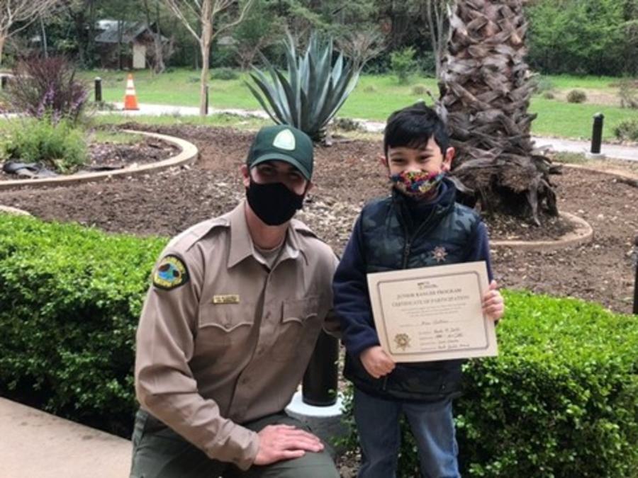 Junior Ranger receiving certificate