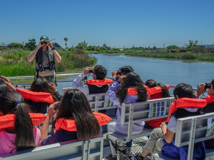 Alviso boat with students