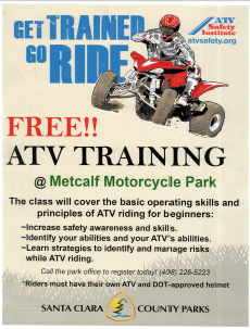 Free ATV Training @Metcalf Motorcycle Park flyer