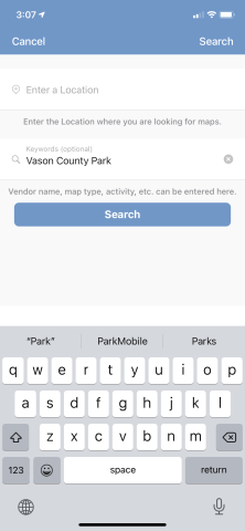 Screenshot of Avenza Vasona search box