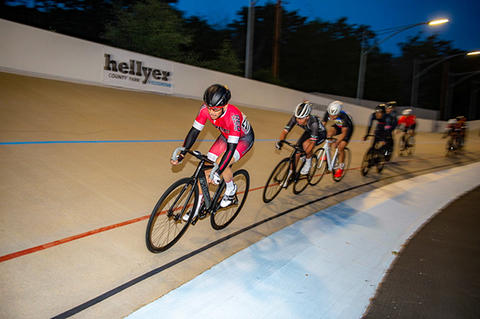 bike racers at hellyer velodrome
