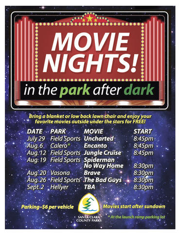 listing of 2022 summer movie nights events