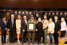 Park staff pose with County Board of Supervisors during 100 year commendation of Stevens Creek.