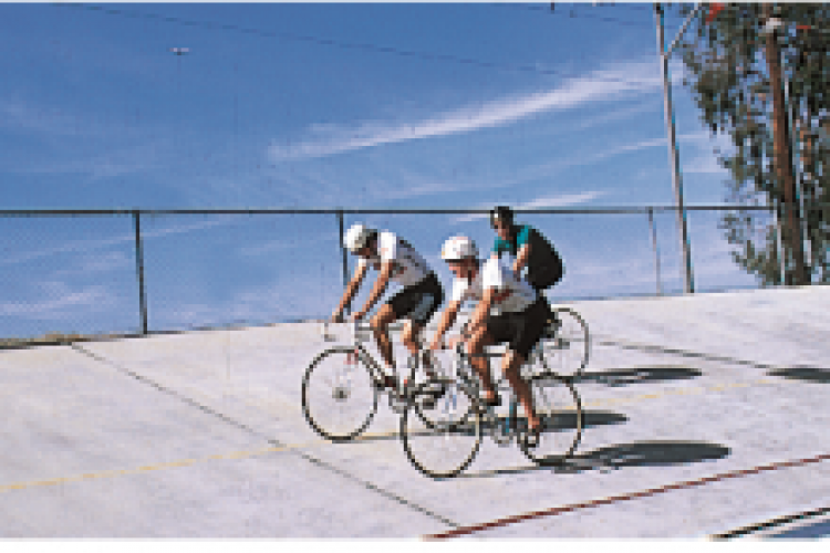 An outdoor bicycle track race