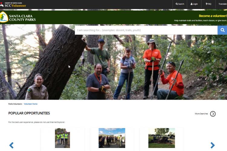 Screenshot of SCC Volunteer Site